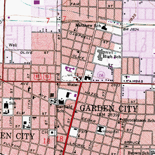 Topographic Map of Second Baptist Church, KS