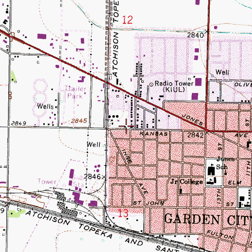 Topographic Map of Iglesia Adventista Hispana de Garden City, KS