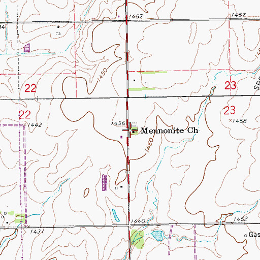 Topographic Map of Garden Community Church, KS