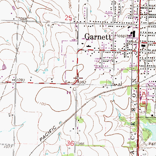 Topographic Map of Church of Christ, KS