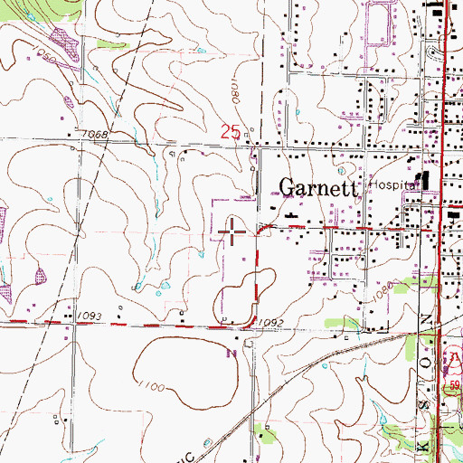 Topographic Map of New Life Baptist Church, KS