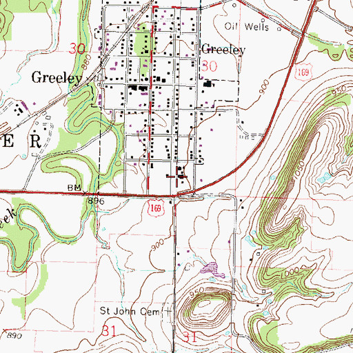 Topographic Map of Saint John's Catholic Church, KS