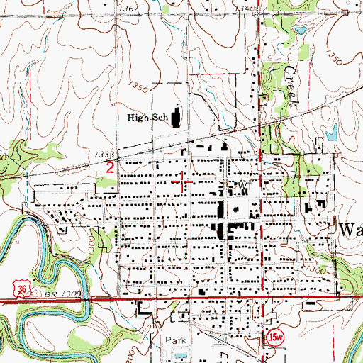 Topographic Map of Grace Baptist Church, KS