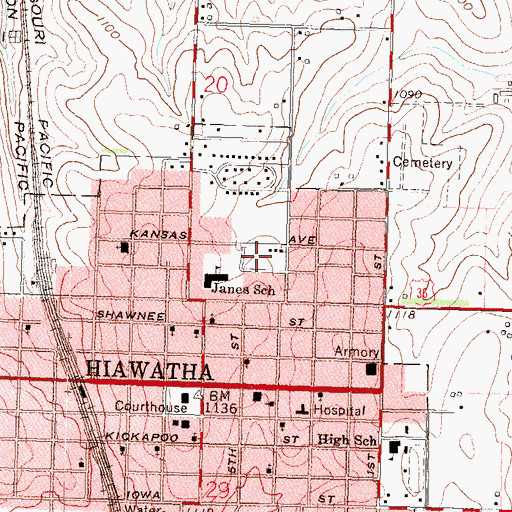 Topographic Map of First United Methodist Church, KS