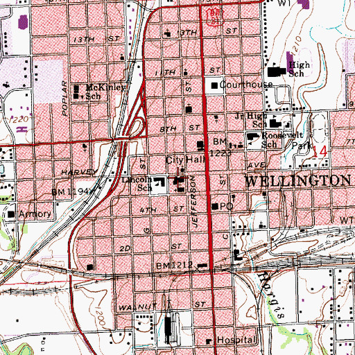Topographic Map of First United Methodist Church, KS