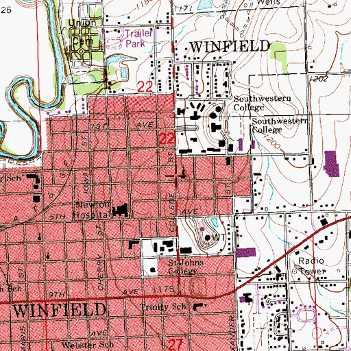 Topographic Map of Grace United Methodist Church, KS