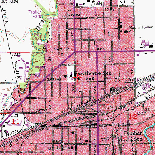 Topographic Map of Grand Avenue United Methodist Church, KS