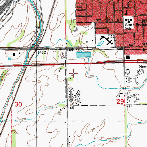 Topographic Map of Grace Community Church, KS