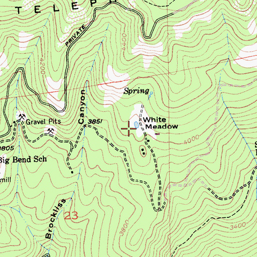 Topographic Map of White Meadow, CA