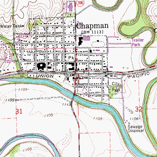Topographic Map of Grace Baptist Church, KS