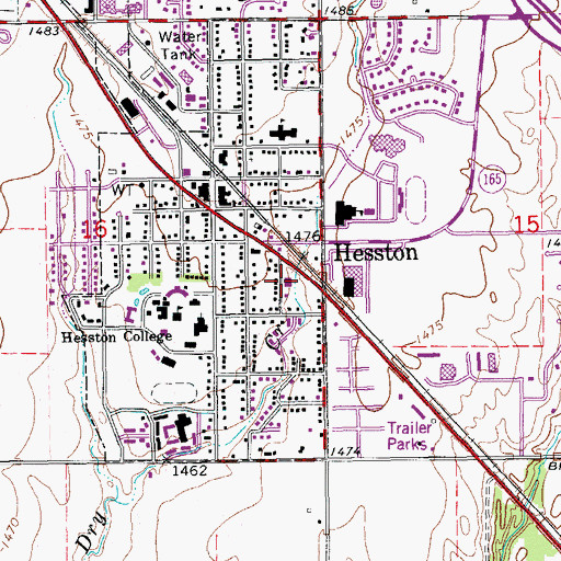 Topographic Map of Grace Baptist Church, KS