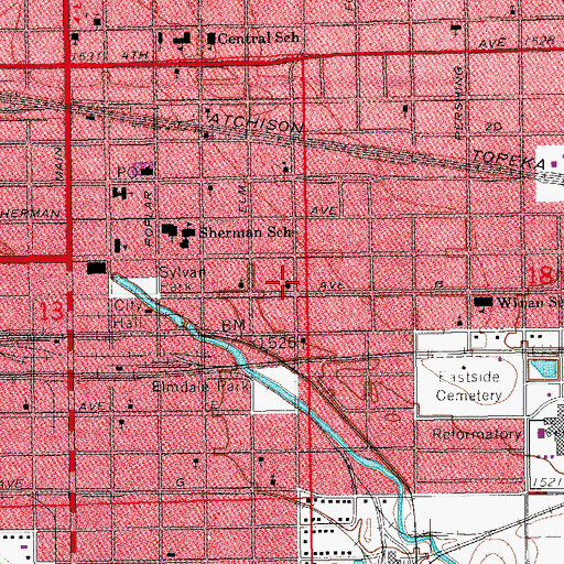 Topographic Map of Grace Christian Church, KS