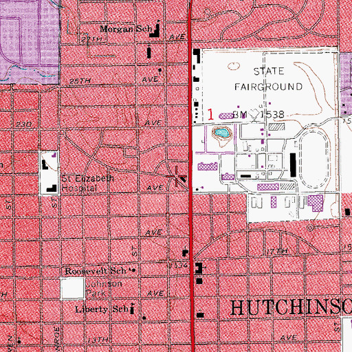 Topographic Map of Grace Episcopal Church, KS