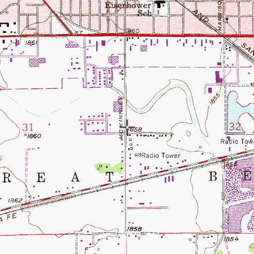 Topographic Map of Grace Community Church, KS