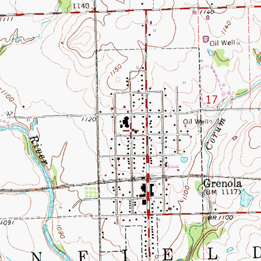 Topographic Map of Grenola Christian Church, KS