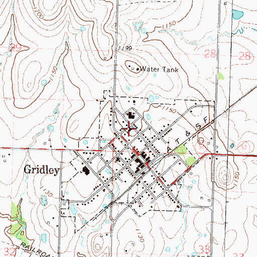 Topographic Map of Gridley Christian Church, KS
