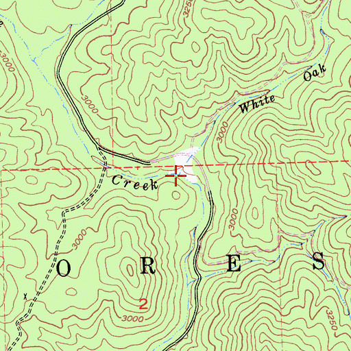 Topographic Map of White Oak Creek, CA
