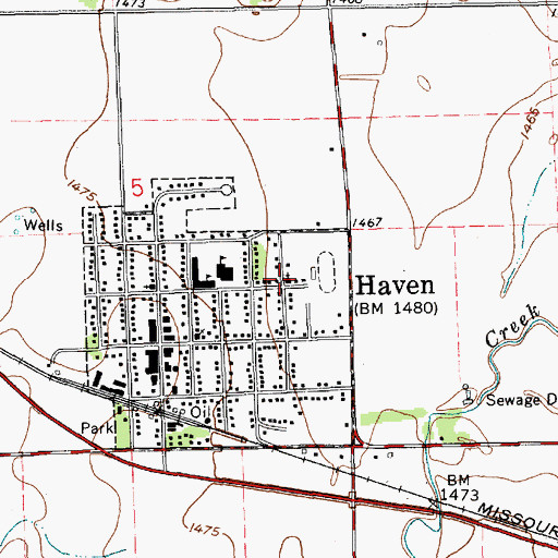 Topographic Map of Haven Baptist Church, KS