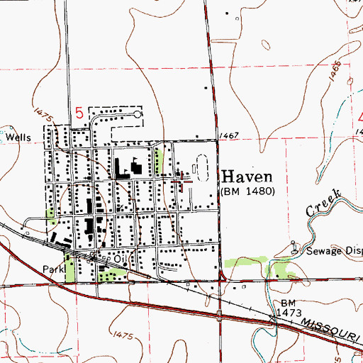 Topographic Map of Haven Church of Christ, KS