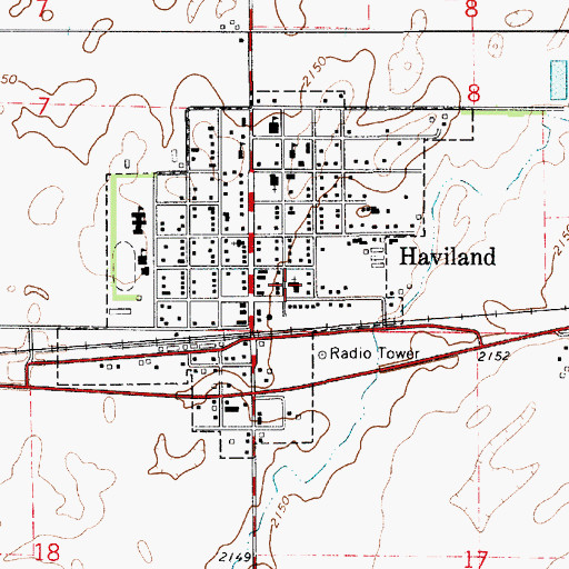 Topographic Map of Haviland Friends Church, KS