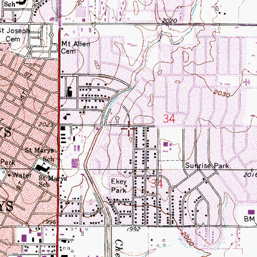 Topographic Map of Hays Christian Church, KS