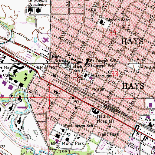 Topographic Map of First Baptist Church, KS
