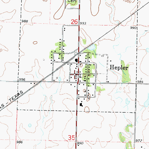 Topographic Map of Hepler Seventh Day Adventist Church, KS