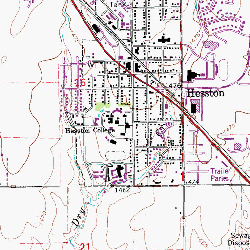 Topographic Map of Hesston Mennonite Church, KS