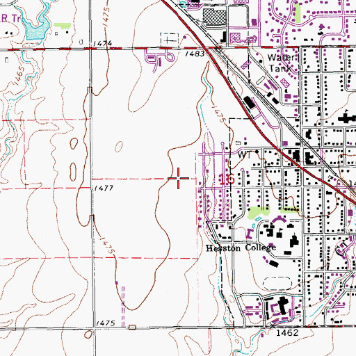 Topographic Map of Hesston Mennonite Brethren Church, KS