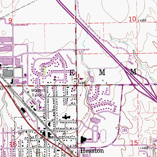Topographic Map of Hesston United Methodist Church, KS