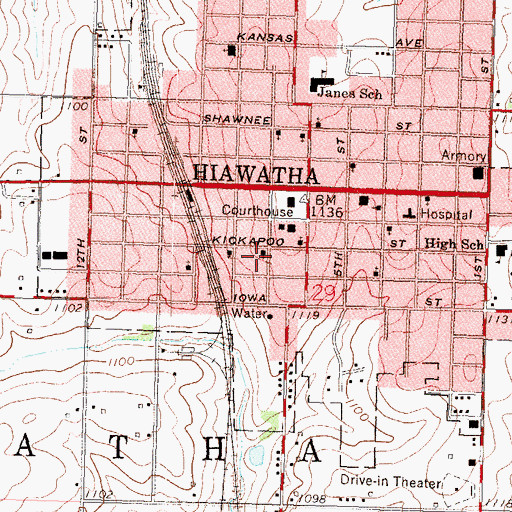 Topographic Map of First Presbyterian Church, KS