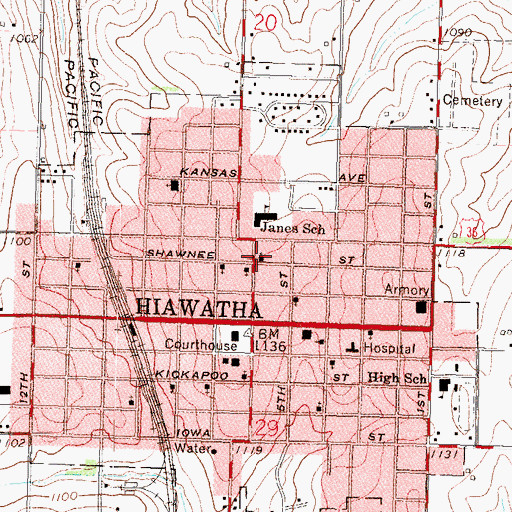 Topographic Map of Bethany United Church of Christ, KS