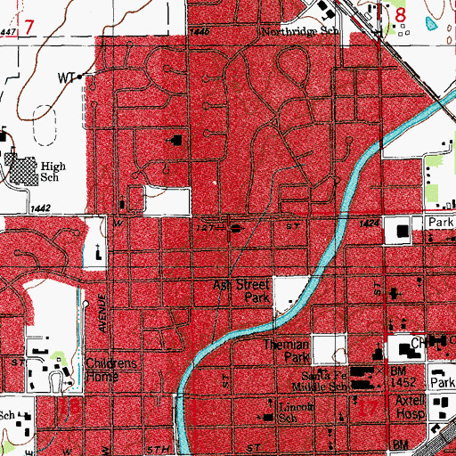 Topographic Map of Hillcrest Community Church, KS