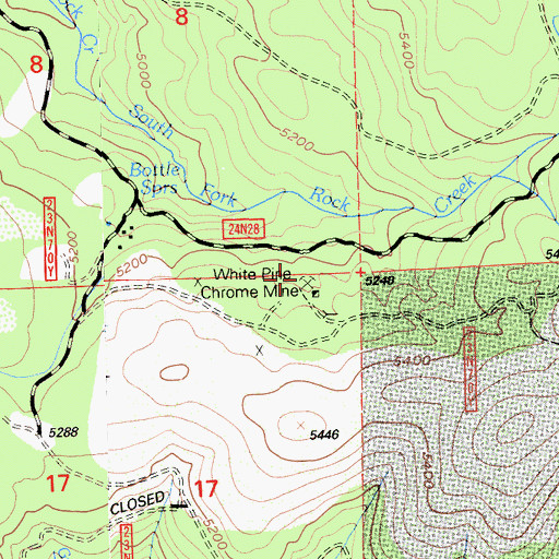 Topographic Map of White Pine Chrome Mine, CA