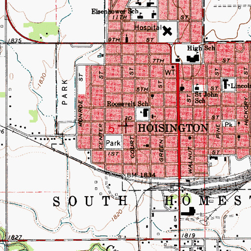 Topographic Map of First United Methodist Church, KS