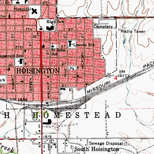 Topographic Map of Hoisington Bible Church, KS