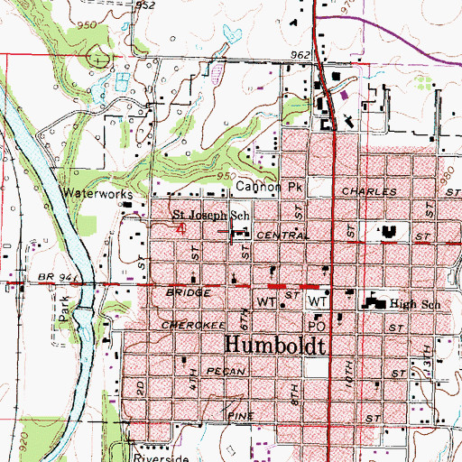Topographic Map of Saint Joseph's Catholic Church, KS