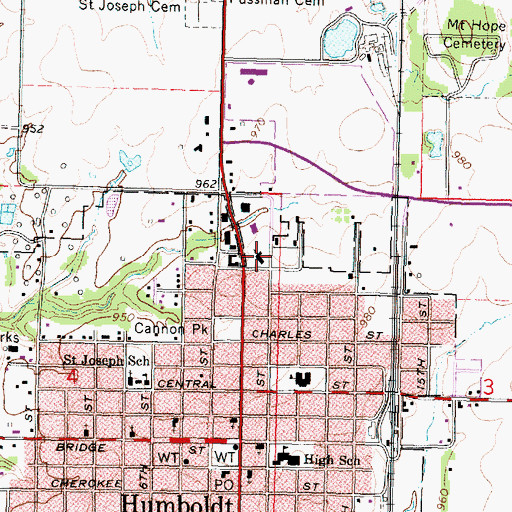 Topographic Map of Saint Peter's Lutheran Church, KS