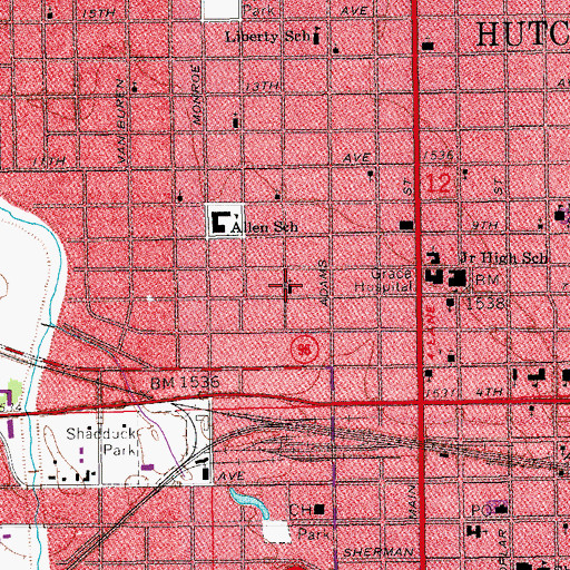 Topographic Map of First Church of God, KS