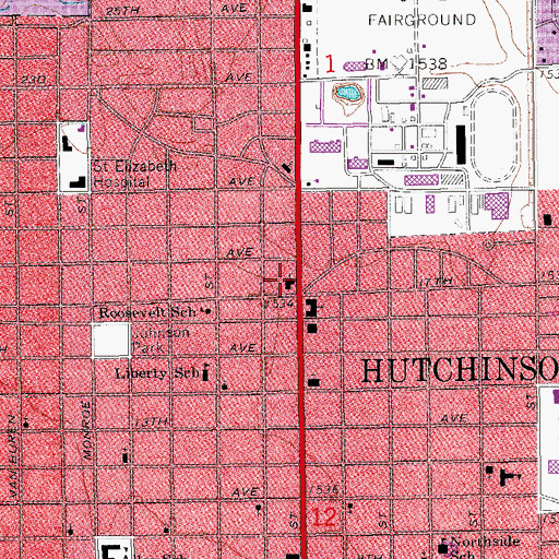Topographic Map of First Assembly of God Church, KS