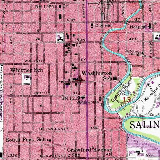 Topographic Map of Immanuel Lutheran Church, KS