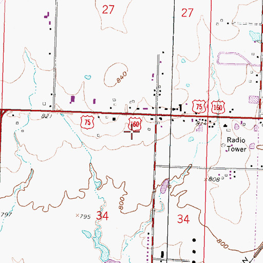 Topographic Map of Frontline Baptist Church, KS