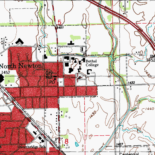 Topographic Map of Bethel College Mennonite Church, KS