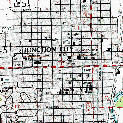 Topographic Map of Junction City First Assembly of God Church, KS