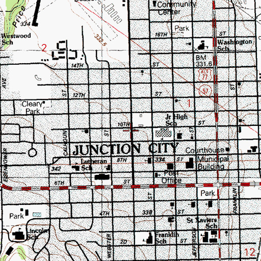 Topographic Map of Junction City Seventh Day Adventist Church, KS