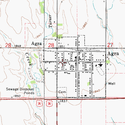 Topographic Map of Agra Church of Christ, KS
