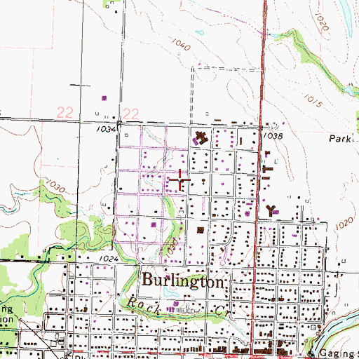 Topographic Map of Burlington Church of Christ, KS