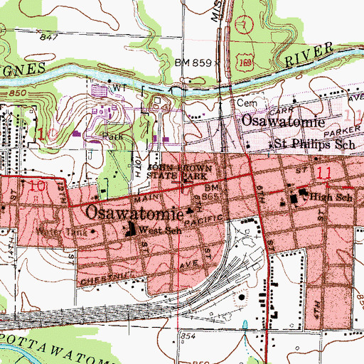 Topographic Map of Church of Christ, KS