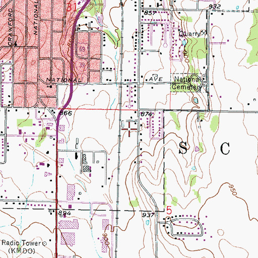 Topographic Map of Fort Scott Church of Christ, KS