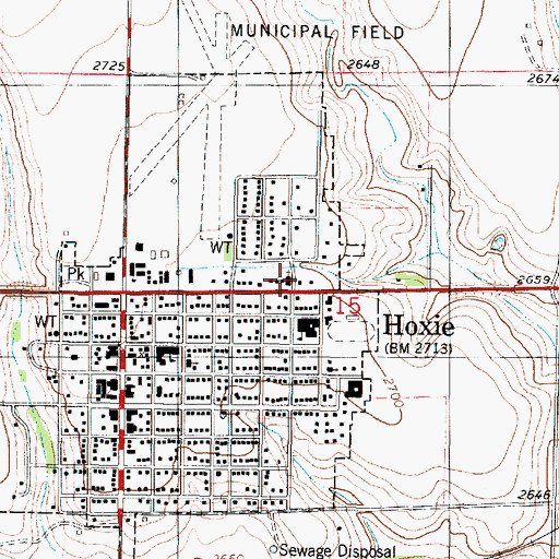 Topographic Map of Hoxie Church of Christ, KS